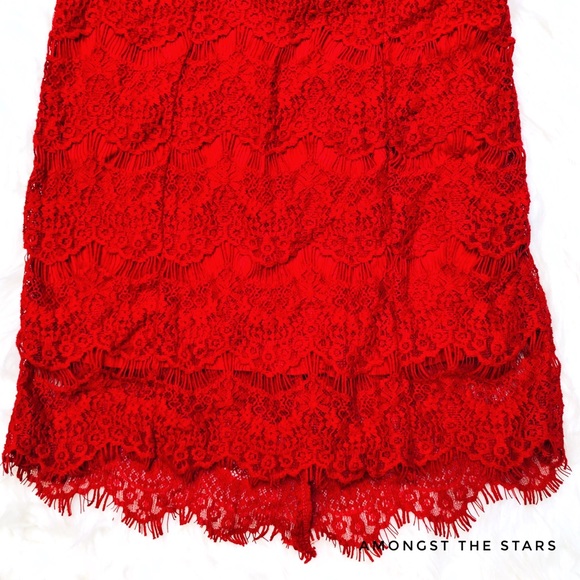 Free People Daydream Cherry Red Lace Mini Dress - Picture 6 of 8
